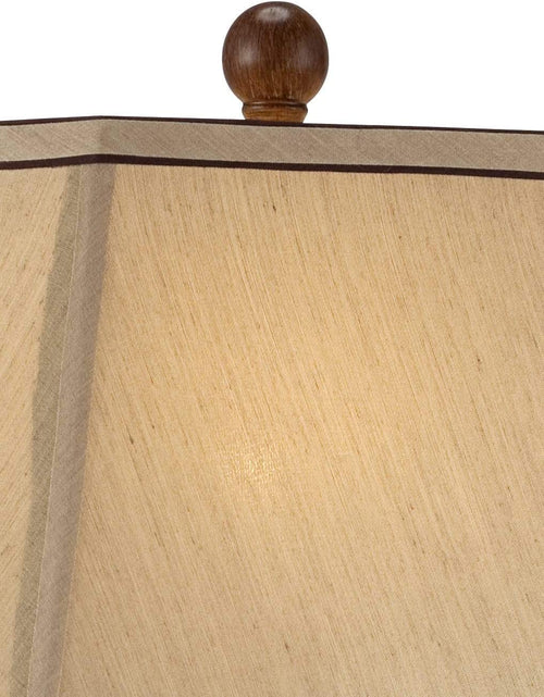 Load image into Gallery viewer, Traditional Style Table Lamps Set of 2 Carved Two Tone Dark Brown Urn Shape Beige Rectangular Shade Decor for Living Room Bedroom House Bedside Nightstand Home Office Family -
