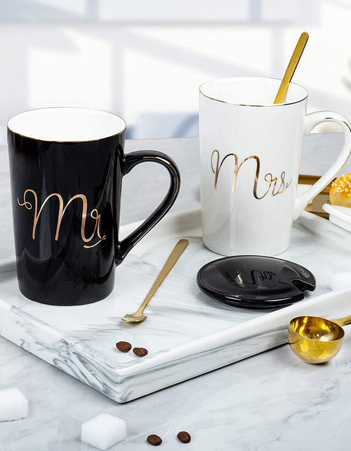 Load image into Gallery viewer, Mr and Mrs Coffee Mugs Set - Unique Wedding Gifts for Bride and Groom - His and Hers Anniversary Present Husband and Wife -Engagement Gifts for Him Her for Parents for Valentine'S Day
