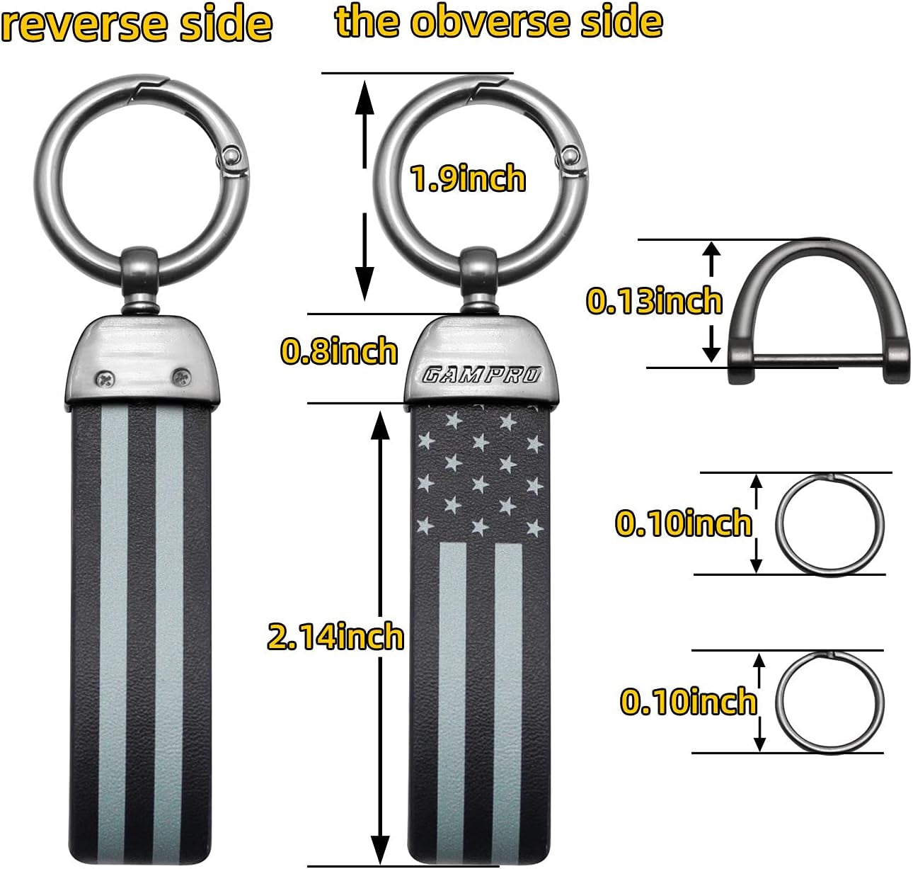 American Flag Car Keychain Accessories with Zinc Alloy Suit for Chevrolet, Ford, Buick, Jeep