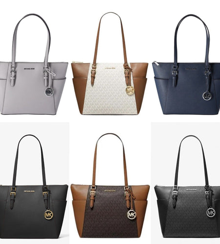 Michael Kors Charlotte Top Zip Tote MK Signature Shoulder Bag