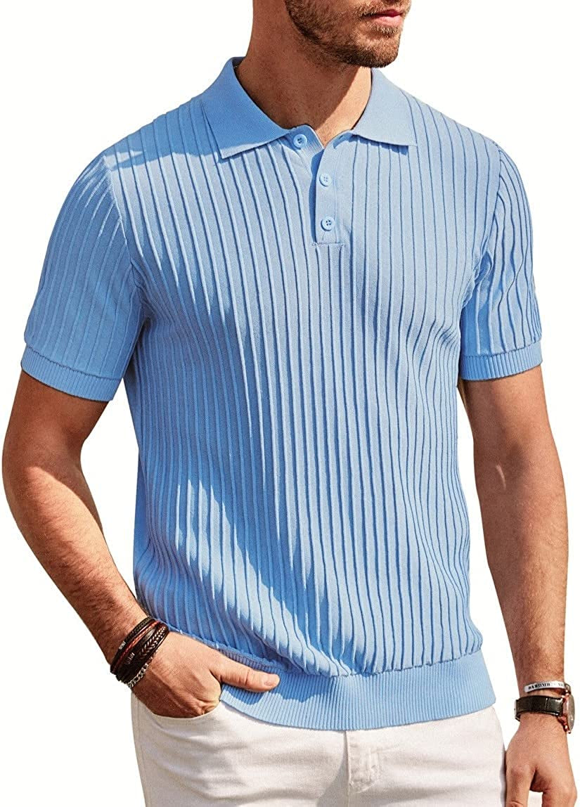 PJ PAUL JONES Mens Knit Polo Shirts Casual Short Sleeve Regular Fit Breathable G