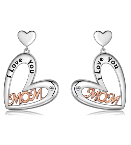 Mom Love Heart Earrings Hoop,Mom Earrings Studs for Mother,Best Mom Drop Hoops Gifts for Mother