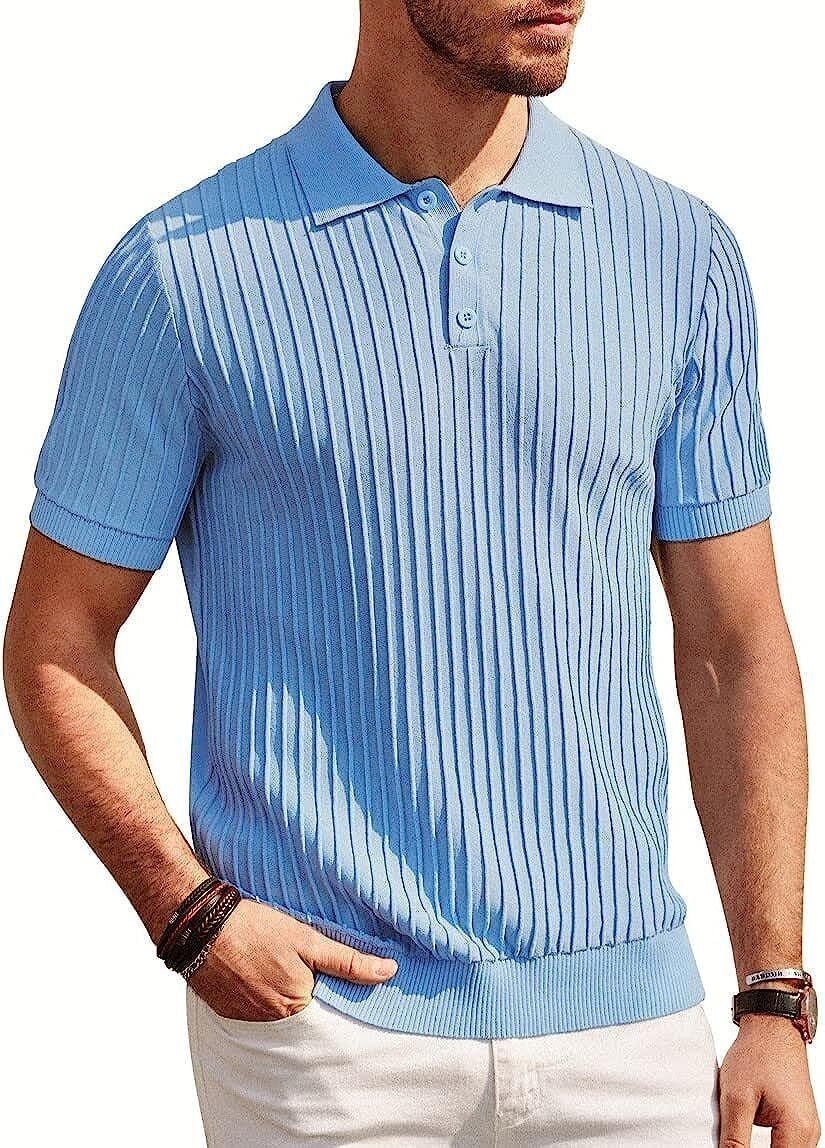 PJ PAUL JONES Mens Knit Polo Shirts Casual Short Sleeve Regular Fit Breathable G