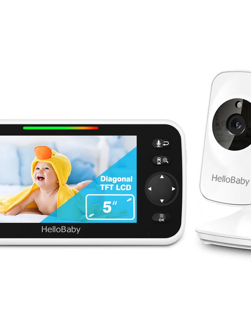Load image into Gallery viewer, Video Baby Monitor with Camera and Audio, 5" Color LCD Screen,  Monitor Camera, Infrared Night Vision, Temperature Display, Lullaby, Two Way Audio and VOX Mode 5 Inches
