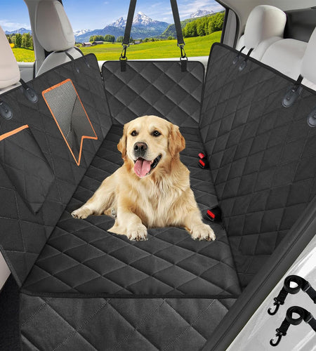 Dog Car Seat Cover for Back Seat, 100% Waterproof Dog Car Hammock with Mesh Window, Anti-Scratch Nonslip Durable Soft Pet Dog Seat Cover for Cars Trucks and SUV