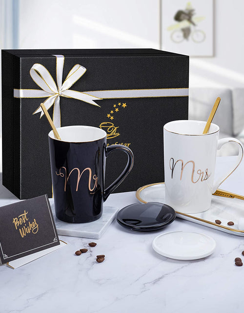 Load image into Gallery viewer, Mr and Mrs Coffee Mugs Set - Unique Wedding Gifts for Bride and Groom - His and Hers Anniversary Present Husband and Wife -Engagement Gifts for Him Her for Parents for Valentine'S Day

