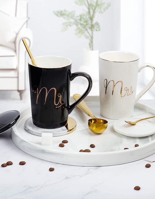 Load image into Gallery viewer, Mr and Mrs Coffee Mugs Set - Unique Wedding Gifts for Bride and Groom - His and Hers Anniversary Present Husband and Wife -Engagement Gifts for Him Her for Parents for Valentine'S Day

