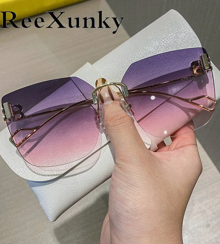 Vintage Brand Designer Sunglasses Womens 2021 Fashion Oversized Rimless Sun Glasses for Men Retro Square Shades Oculos UV400