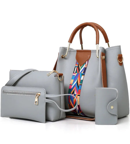 4-Piece Set Women Handbag Purses and Handbags Casual Shoulder Crossbody Bags for Women 2023 New Pu Leather Handbags Tote Bag
