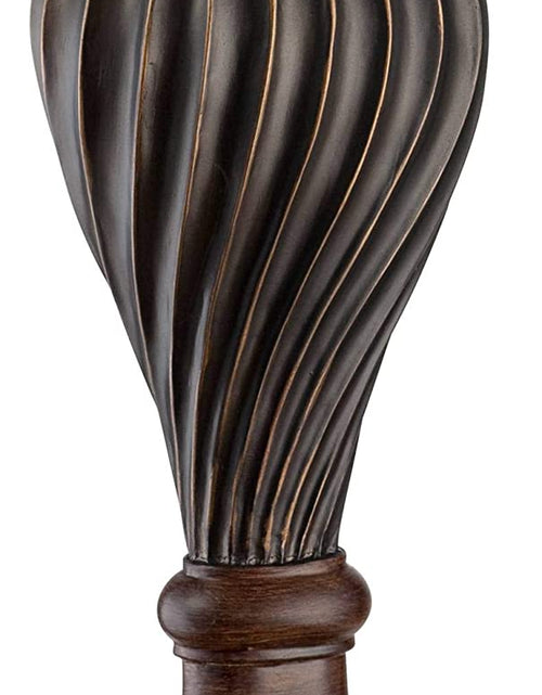 Load image into Gallery viewer, Traditional Style Table Lamps Set of 2 Carved Two Tone Dark Brown Urn Shape Beige Rectangular Shade Decor for Living Room Bedroom House Bedside Nightstand Home Office Family -
