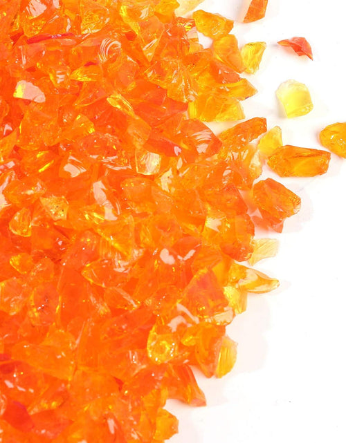 Load image into Gallery viewer, High Luster Reflective Fire Glass Gravel,Fire Gems,Fire Drops,Fire Glass Pebbles Stones Beads Chips for Fire Pit Fish Tank Aquarium Garden,3-6Mm 305G/0.67Lb (Orange Red)
