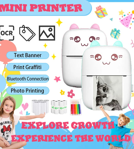 MINI Portable Cartoon Thermal Printer Photo Label Memo Study Notes Pocket Thermal 58Mm Printing Wireless Bluetooth Android IOS