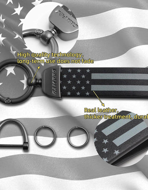 Load image into Gallery viewer, American Flag Car Keychain Accessories with Zinc Alloy Suit for Chevrolet, Ford, Buick, Jeep
