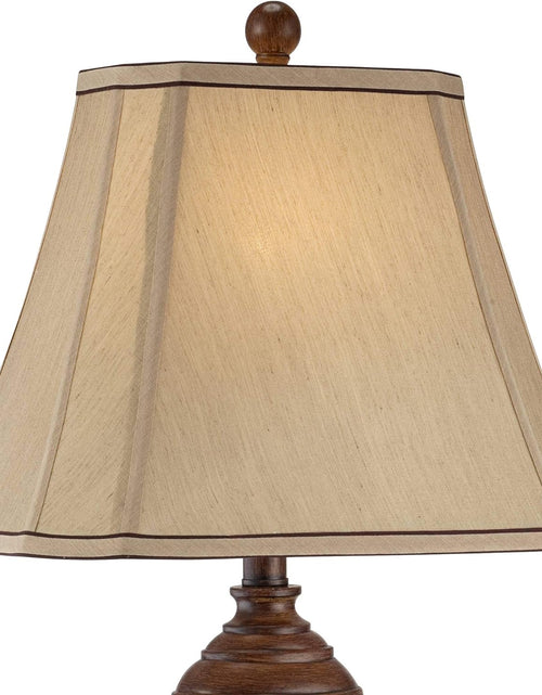 Load image into Gallery viewer, Traditional Style Table Lamps Set of 2 Carved Two Tone Dark Brown Urn Shape Beige Rectangular Shade Decor for Living Room Bedroom House Bedside Nightstand Home Office Family -
