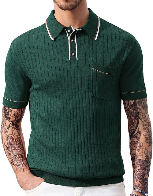 Load image into Gallery viewer, PJ PAUL JONES Men'S Short Sleeve Knit Button Polo Shirts Casual Pullover Golf Sh
