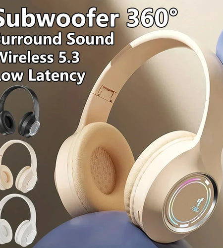 5.2 Cool M3 Headset Bluetooth Earphones Foldable Glowing Card Insertion Stereo Sound Long Battery Life Esports Low Latency