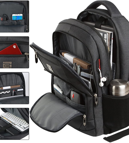 Laptop Backpack,Business Travel anti Theft Slim Durable Laptops Backpack with USB Charging Port,Water Resistant College School Computer Bag for Women & Men Fits 15.6 Inch Laptop and Notebook - Black