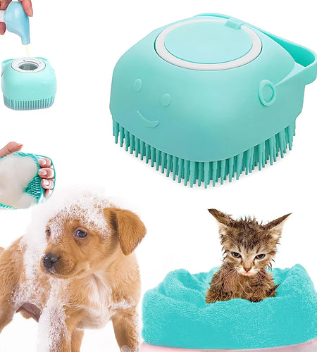 Silicone Dog Cat Shower Brush Pet Shampoo Dispenser Massager Bath Brush Bathroom Puppy Washing Grooming Brush Dog Accessories