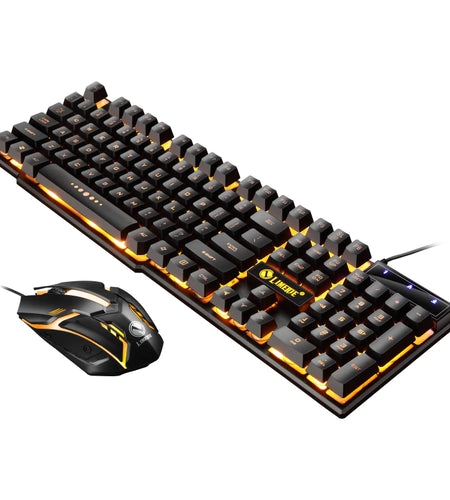 USB Wired Gaming Keyboard Mouse Combos PC Rainbow Colorful LED Backlit Gaming Mouse and Keyboard Set Kit for Home Office Gamer