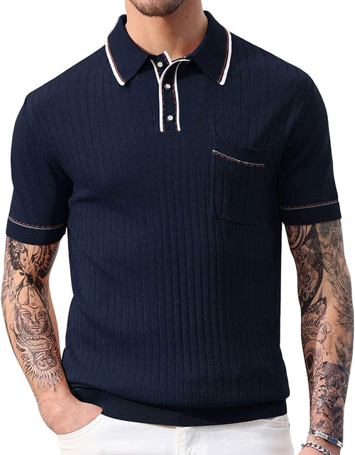 Load image into Gallery viewer, PJ PAUL JONES Men'S Short Sleeve Knit Button Polo Shirts Casual Pullover Golf Sh
