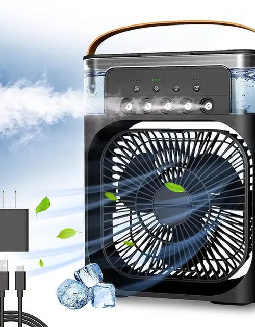 Load image into Gallery viewer, Portable Air Conditioner Fan Mini Evaporative Air Cooler with 7 Colors LED Light 1/2/3 H Timer 3 Wind Speeds and 3 Spray Modes
