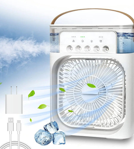 Portable Air Conditioner Fan Mini Evaporative Air Cooler with 7 Colors LED Light 1/2/3 H Timer 3 Wind Speeds and 3 Spray Modes