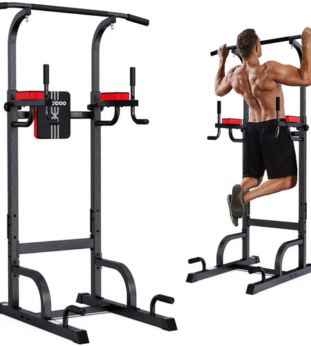 Body Champ Multifunction Power Tower Dip Station Pull up Bar Power Rack for Home Gym Strength Training Workout Equipment Max Weight 480Lbs
